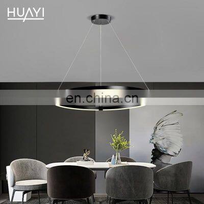 HUAYI Modern Decoration Aluminum Ring Hanging LED Pendant Lights acrylic large round circle 3 ring led pendant lamp