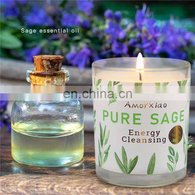 Home Decoration Glass Scented Candles Four-piece Soy Bean Wax Plant Essential Oil Luxury Scented Candle Set