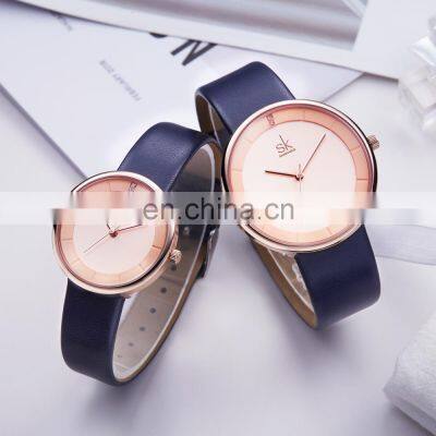 SHENGKE Elegant Couple Watches Leather Band Anniversary Gift Hand Watch Japan Quartz Pair Watches K8062G/L photo-2