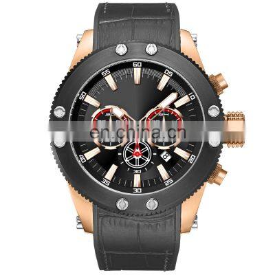 Fashion Watches 2022 Casual Quartz Watch Men Large Dial Waterproof Multifunction Chronograph Luxury Watch Custom Logo Leather Wa photo-4