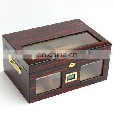 for xiga Hot Sales New Design Glass Top Fashion digital hygrometer Cedar Wooden Square Cigar Humidor