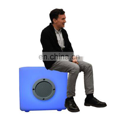 cube chair led sound speaker lamp Smart Color Changing rechargeable cordless Portable plastic music speaker with led lighting