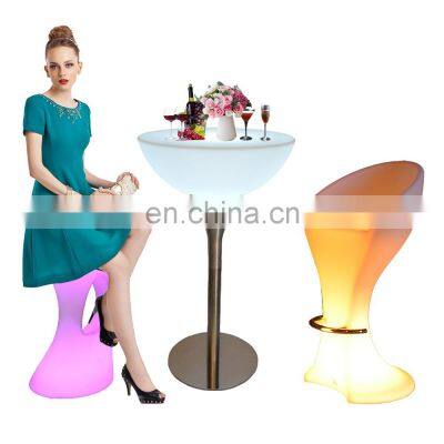 high heel chair /Time Modern PE Plastic Shell Material Outdoor Furniture LED Light Glowing Bar Led Chair