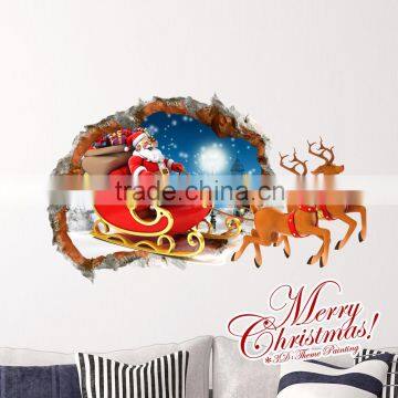 3D christmas santa claus wall art sticker for home decor