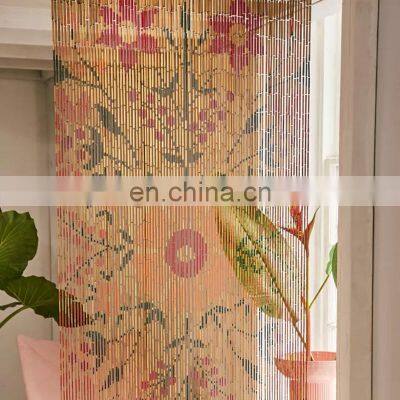 Hot Product Flower Pattern Bamboo Beaded Door Curtain Roman Shades beaded painted door curtain Wholesale