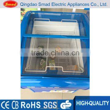 Glass door portable ice cream freezer for supermarket