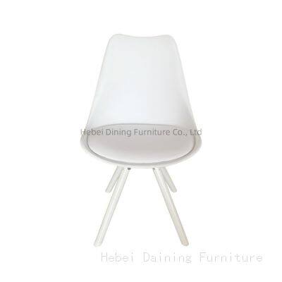 Soft Seat Shell Cover Wooden legs Plastic Dining Chairs DC-P03B