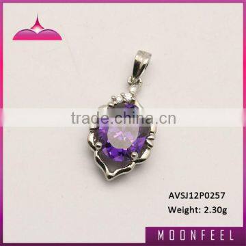 925 amethyst c.z. ovaI silver pendant