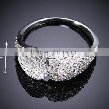 Double Heart Shape Lover Gift 18K Gold and Rhodium Plated Marriage Proposal Ring photo-6