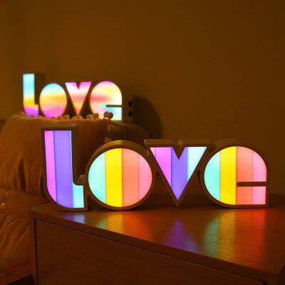Creative LED Love Marquee Signs Lamp Love Sign LOVE Letter Modeling Neon Night Lights Pour la décoration de festivals et de mariages