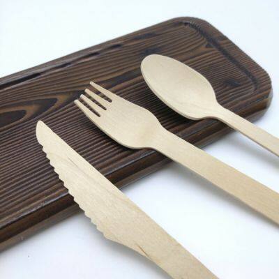 Disposable Cooking Utensils Natural Wood Knives Spoons Forks Cutlery Sets photo-2
