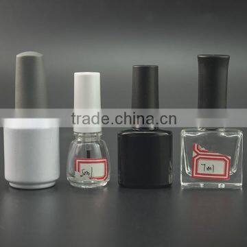 round and rectangle glass nail polish bottles with cap and brush