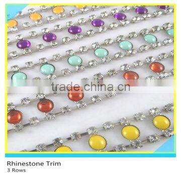 Cheap 888 Crystal Rhinestone Trim 2 Rows Chain mix Color Beads