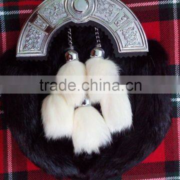 Scottish Full Dress Rabbit Sporran With Celtic Design Cantle Made Of Leather Material