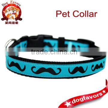 Mustache Dog Collar / Black Mustache on Teal Blue / Pet Accessories / Handmade / Adjustable