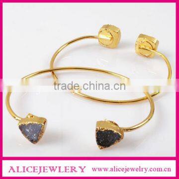Druzy bangle & bracelet Dyeing color agate druzy bangle witn gold plating edged                        
                                                Quality Choice