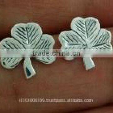 Shamrock Stud Silver Earrings, ep128st