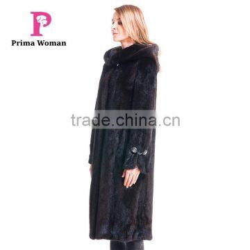 2015 Autumn And Winter Women Medium Length Coat With Mink Fur Hat Overcoat photo-4
