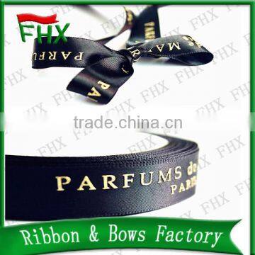 custom logo foil printing satin ribbon