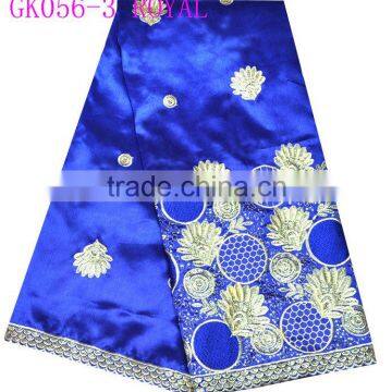 royal blue george lace fabric india raw silk george wrappers with embroidery flower GK056-3