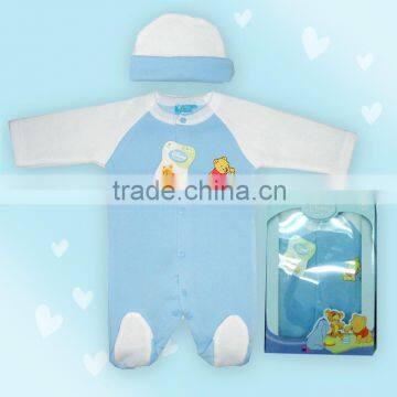 Wholesale baby clothes best autumn baby one-piece clothe romper+hat baby gift set