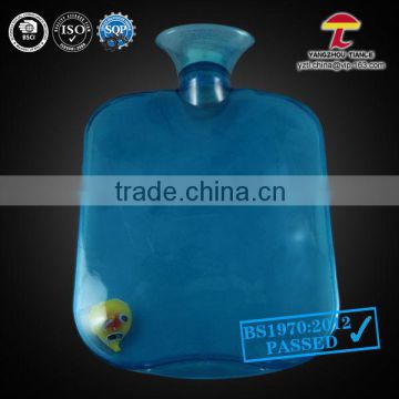 BS blue transparent PVC 2000ml hot water bottle