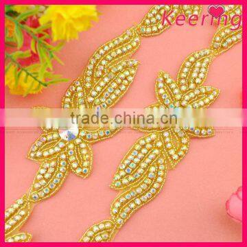 10 Years Factory Experience Wholesale Gold AB Rhinestone Appliques WRA-715 photo-4
