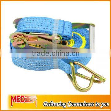 Lashing capacity 2500kg 2inch strap tie down/2" Buckle Tie Down with 5ton swan hooks light blue color strap