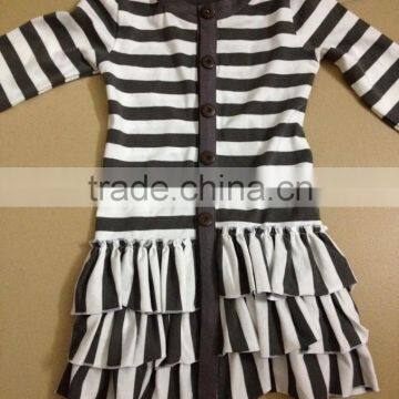 Classic Design Cute Baby Girl Cotton Cardigan 100% Cotton Kids Long Sleeve Cardigan With Triple Ruffle photo-3