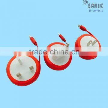 2015 Stylish Circle Wall Charger With 1m Data Cable for Iphone photo-3