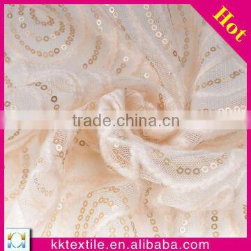 100%polyester Mesh fabric embroidery fabric dress wool sequin fabric