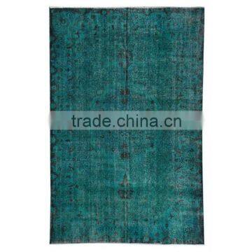Handmade Turkish Carpet - Turquoise Over-dyed Rug (9,6 x 6,4 feet)