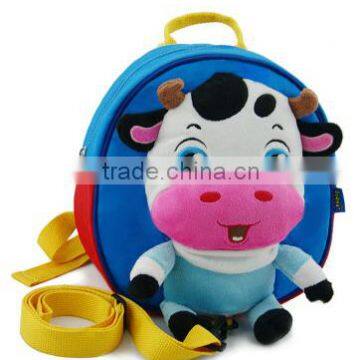 cute animal shape plush bag/stuffed cow plush bag/prevent losting cartoon plush bag