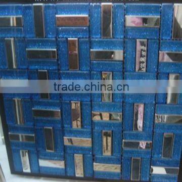Foshan strip cheap price laminate crystal glass mixed brushed stainless steel mosaic tile                        
                                                                                Supplier's Choice