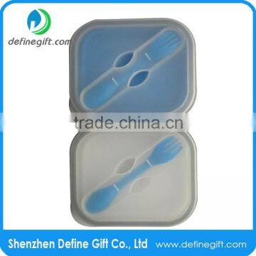 Work Travel Portable Small Eco Friendly Silicone Collapsible Heatable Lunch Container