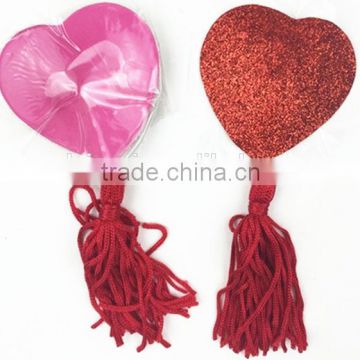 Red Shiny Heart Tassel Breast Nipple Pasties