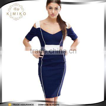 Newest Customized Design Pencil Dresses Women Bodycon Garment With Cold Shoulder