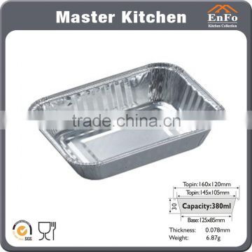 380ml Food Grade Disposable Aluminum Foil Trays /Aluminium Foil Container/BBQ food tray