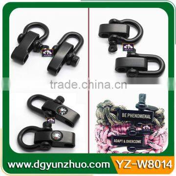 Wholesale Matt black Stainless steel adjustable shackle for paracord bracelet