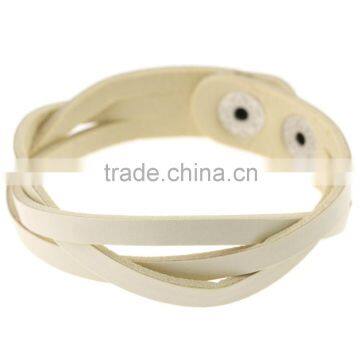Handmade Weave Wrap Leather Snap Button Bracelet for Men and Women Gifts