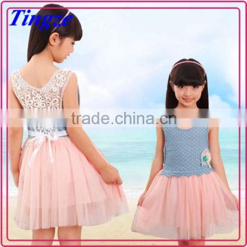 Latest children clothes design kids jeans skirt with bandage for little girl baby child dress