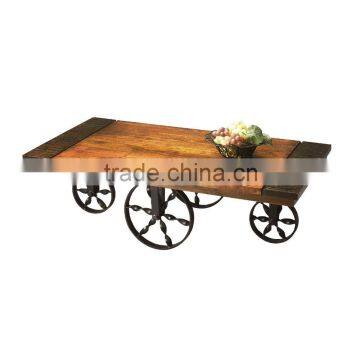 ROILING PIE INDUSTRIAL COFFEE TABLE , ZEN INDUSTRIAL COFFEE TABLE WITH WHEELS