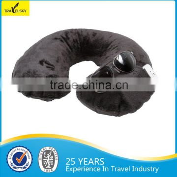 13408G Fleece Comfortable Inflatable Travel Neck Pillow