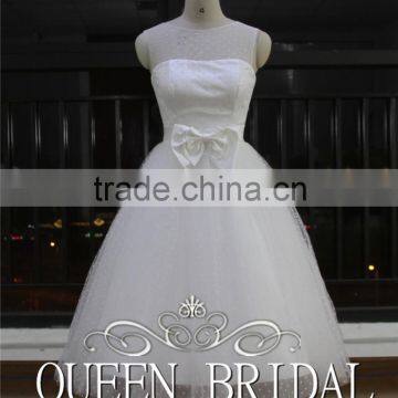 2015 Sleeveless Transparent Tulle Butterfly Wedding Dress Short Ball Gown photo-2