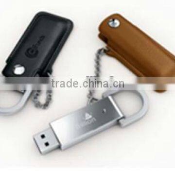 leather material 512 usb flash 2.0 with emboss logo free