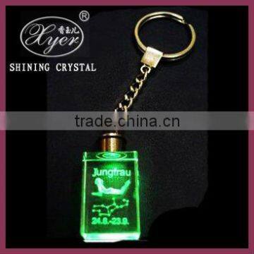 Hot selling 3d laser crystal photo keychain with led light