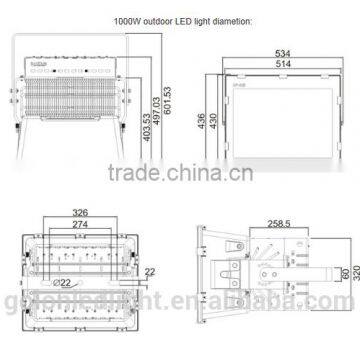 1000w Led Light Wirh Meanwell Driver Ip66 Led Flood Light 5 Years Warranty for Led Parking Lot Lighting photo-5