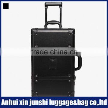 travel bag supplier pvc leather suitcase carry bag vintage trolley luggage and black