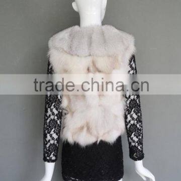 2016 Top Quality Special Style Fox Head Vest Natural White Vest With Real Blue Fox Fur and Head Pattern photo-4
