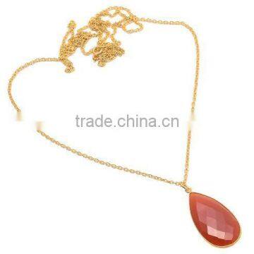 Long Carnelian necklace Carnelian and silver necklace Gemstone Bezel Necklace Gold Chin Necklace